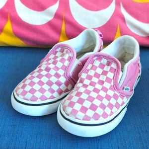 Pink checkerboard Vans - toddler 9